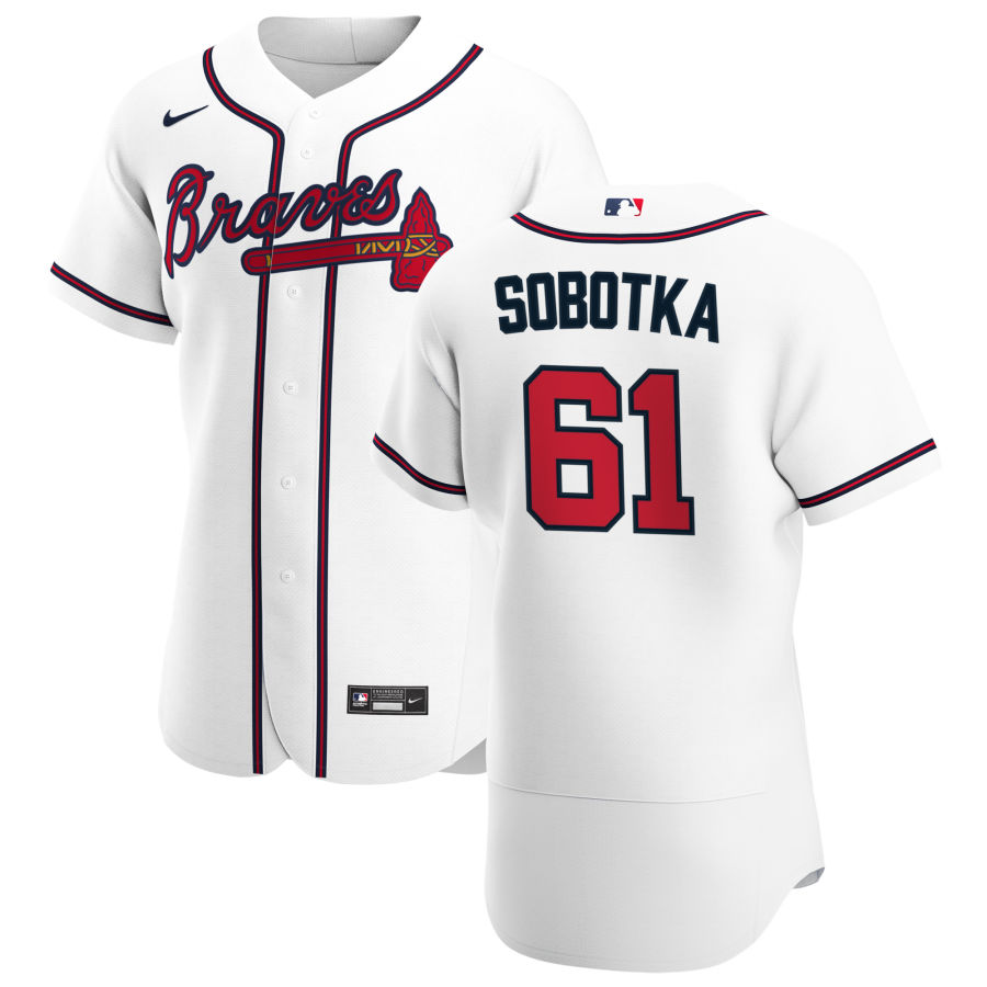 Atlanta Braves 61 Chad Sobotka Men Nike White Home 2020 Authentic Player MLB Jersey